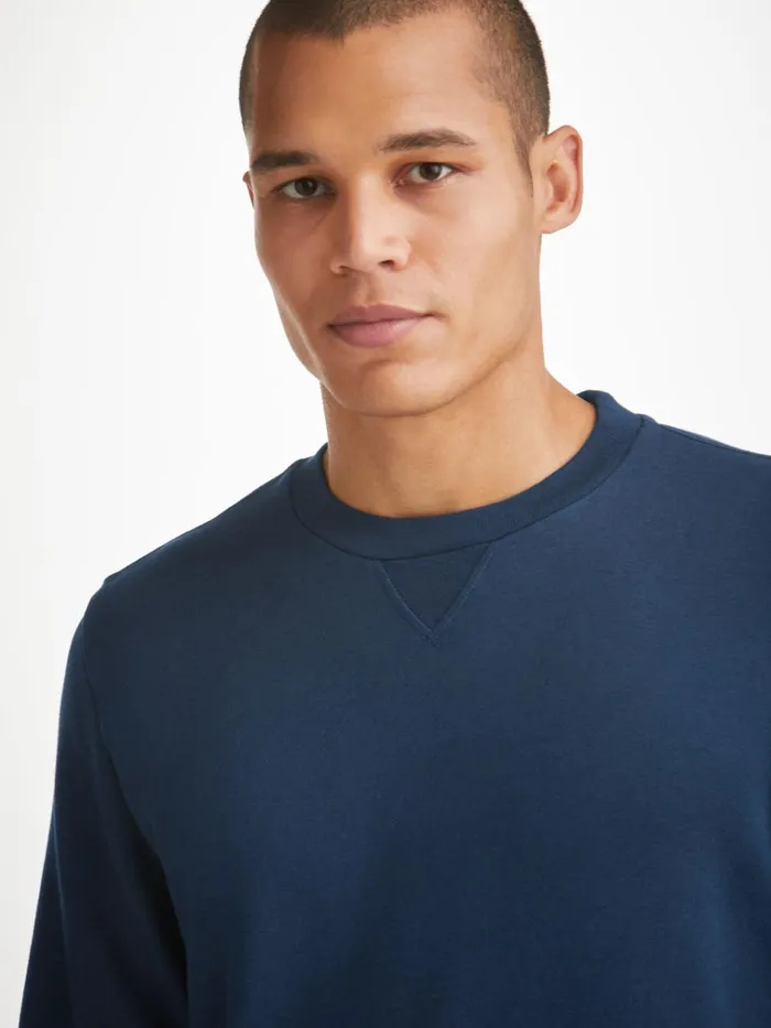 Sweatshirts Men Derek Rose Sweatshirt Quinn Cotton Modal Navy