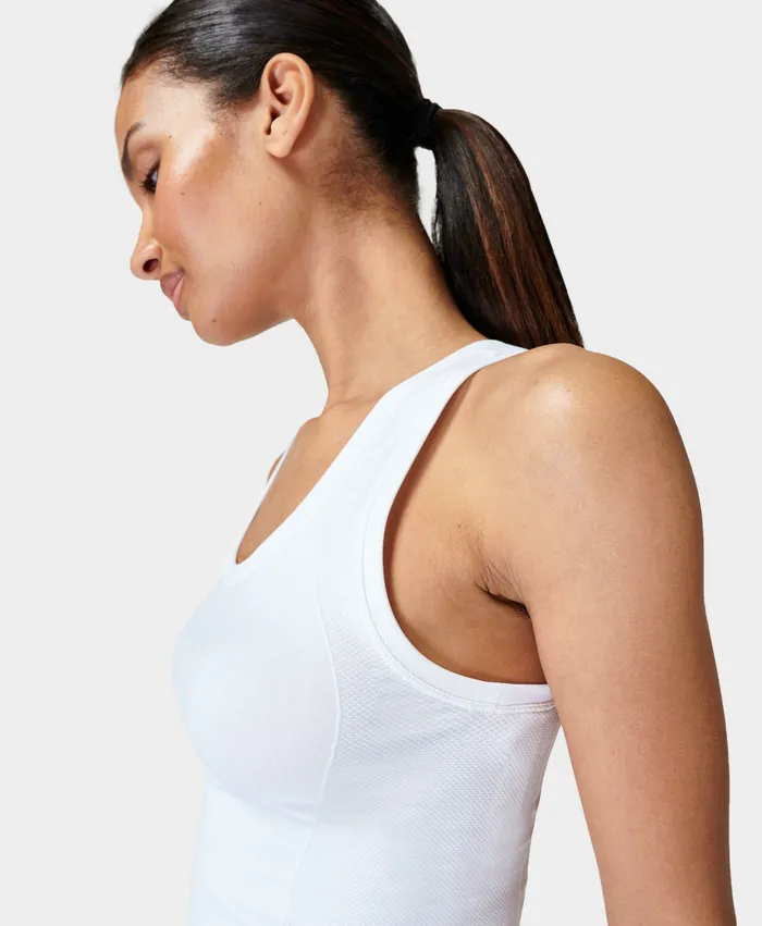 Sweaty Betty Athlete Crop Seamless Gym Vest White Women Vest Tops