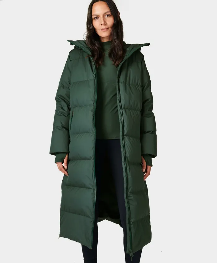 Sweaty Betty Nimbus Down Parka Trek Green Women Coats and Jackets