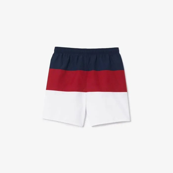 Swim Kids Lacoste Kids039 Colorblock Swim Trunks Navy Blue Bordeaux White Irz