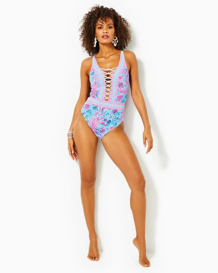 Swim Women Lilly Pulitzer Caseylee Lattice OnePiece Swimsuit Celestial Blue Seek And Sea Engineered One Piece Swim Women Lilly Pulitzer Caseylee Lattice OnePiece Swimsuit Celestial Blue Seek And Sea Engineered One Piece