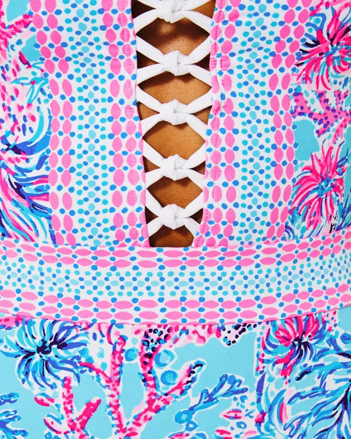 Swim Women Lilly Pulitzer Caseylee Lattice OnePiece Swimsuit Celestial Blue Seek And Sea Engineered One Piece Swim Women Lilly Pulitzer Caseylee Lattice OnePiece Swimsuit Celestial Blue Seek And Sea Engineered One Piece