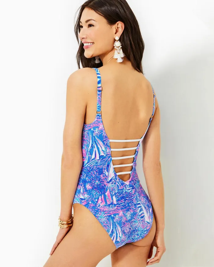 Swim Women Lilly Pulitzer Jaspen OnePiece Swimsuit Boca Blue Its A Sailabration