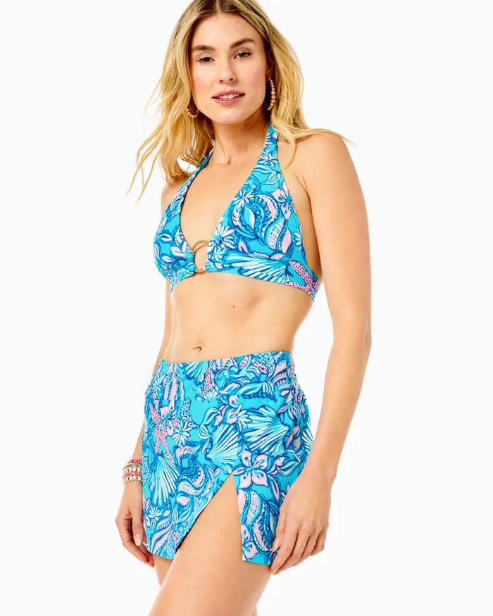 Swim Women Lilly Pulitzer Kellyann Skirted Swim Bottom Amalfi Blue Sound The Sirens