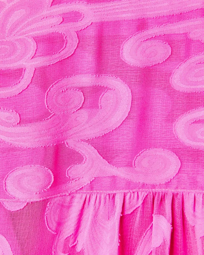 Swim Women Lilly Pulitzer Linley Coverup Plumeria Pink Poly Crepe Swirl Clip