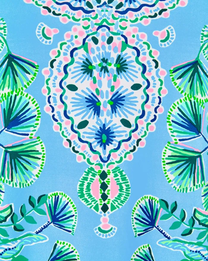 Swim Women Lilly Pulitzer Talli CoverUp Frenchie Blue Mosaic Shells Engineered Coverup