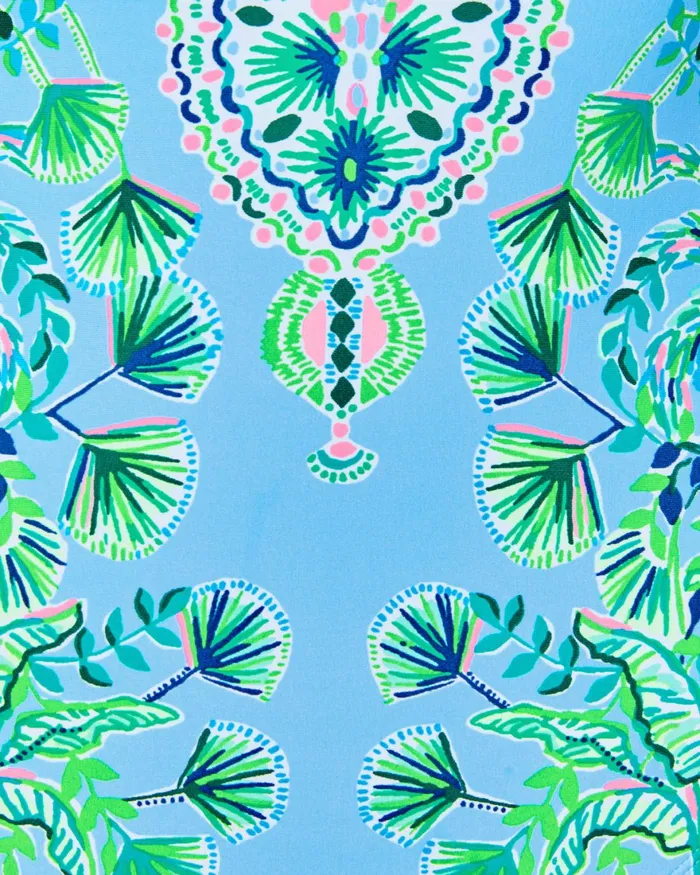 Swim Women Lilly Pulitzer Talli CoverUp Frenchie Blue Mosaic Shells Engineered Coverup