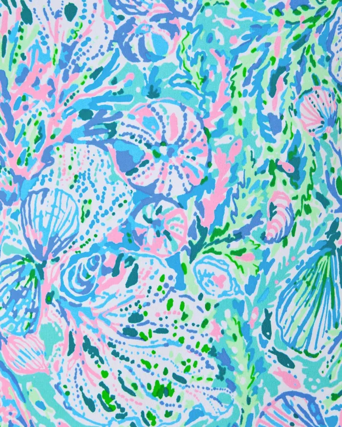 Swim Women Lilly Pulitzer Talli CoverUp Frenchie Blue Mosaic Shells Engineered Coverup