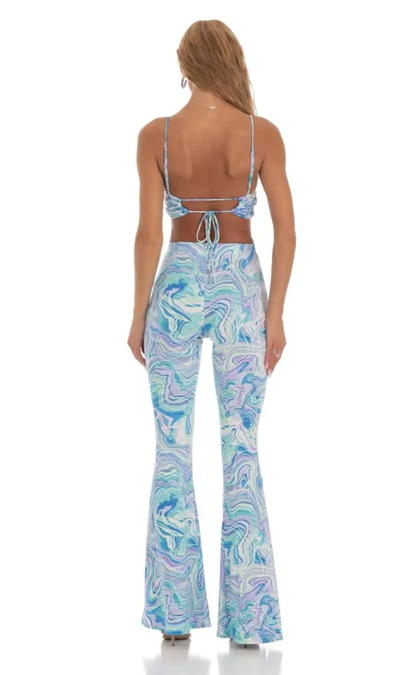 Swirl Two Piece Set Blue Women LUCY IN THE SKY Pants Swirl Two Piece Set Blue Women LUCY IN THE SKY Pants