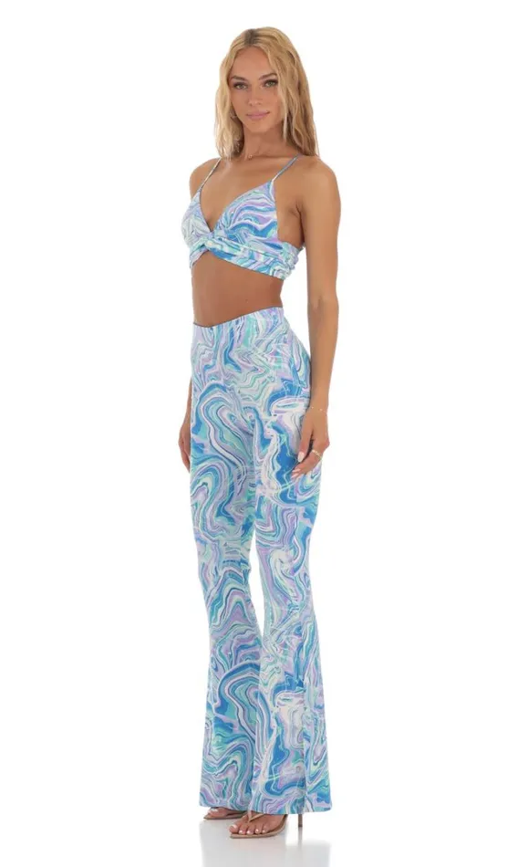 Swirl Two Piece Set Blue Women LUCY IN THE SKY Pants Swirl Two Piece Set Blue Women LUCY IN THE SKY Pants
