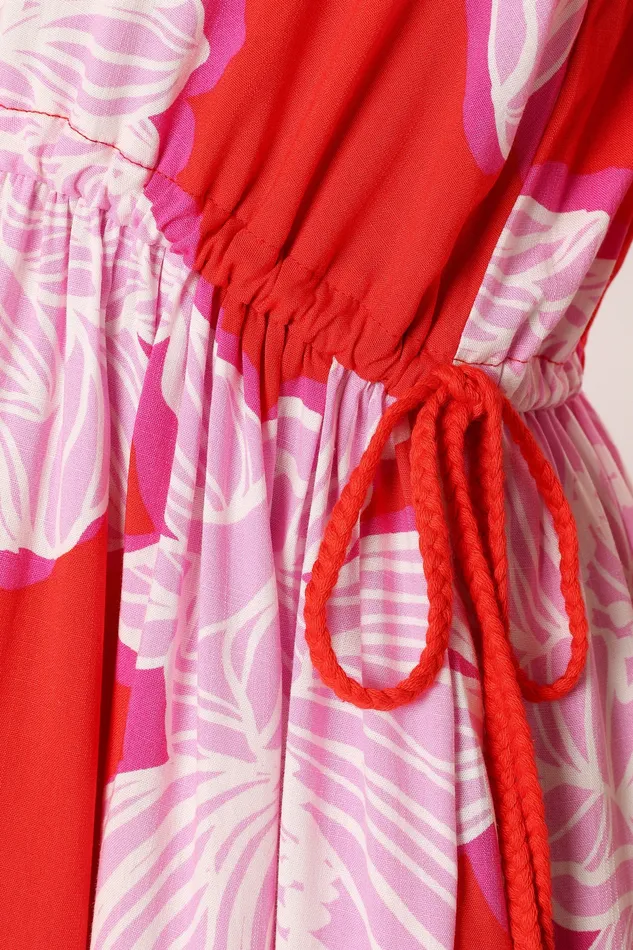 Syville Short Sleeve Mini Dress 8211 Red Pink Floral Red Pink Floral Dresses petalandpup Women