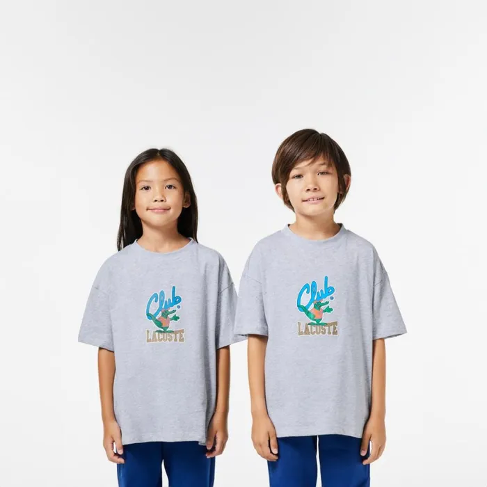 TShirts and Tops Kids Lacoste Kids039 Mascot Print TShirt Grey Chine Cca