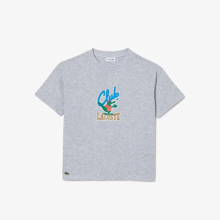 TShirts and Tops Kids Lacoste Kids039 Mascot Print TShirt Grey Chine Cca