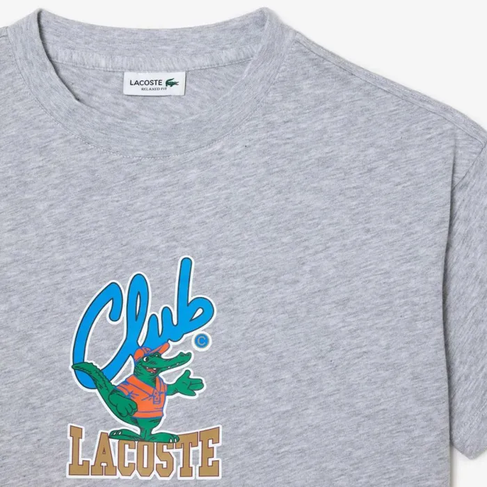 TShirts and Tops Kids Lacoste Kids039 Mascot Print TShirt Grey Chine Cca