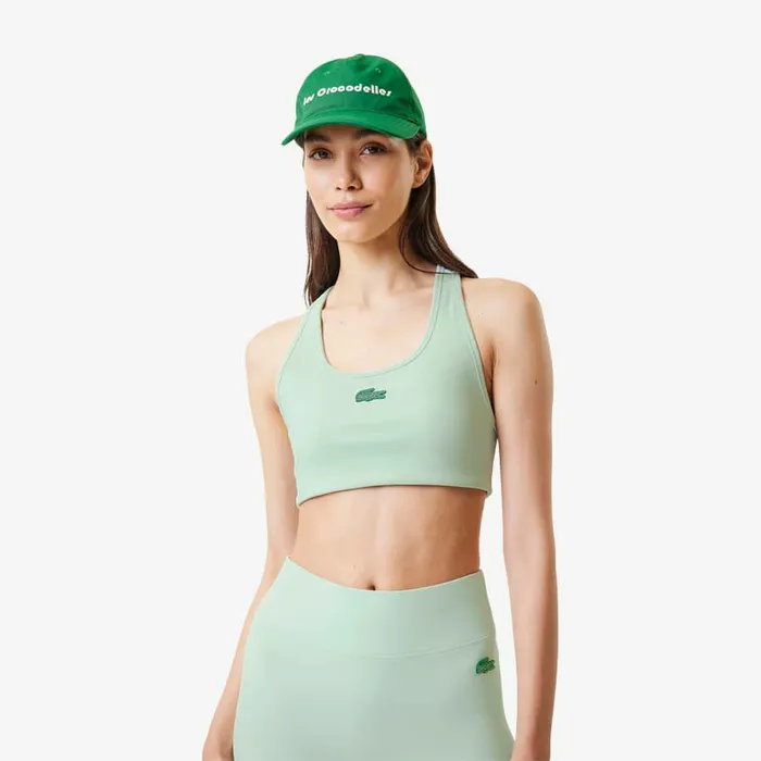 TShirts and Tops Women Lacoste Women039s Lacoste X Bandier Ribbed Sports Bra Green 6un