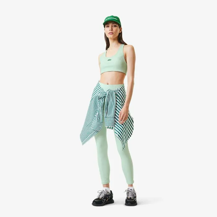TShirts and Tops Women Lacoste Women039s Lacoste X Bandier Ribbed Sports Bra Green 6un