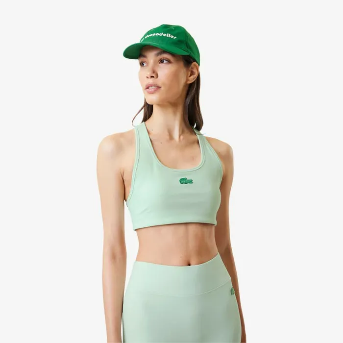 TShirts and Tops Women Lacoste Women039s Lacoste X Bandier Ribbed Sports Bra Green 6un