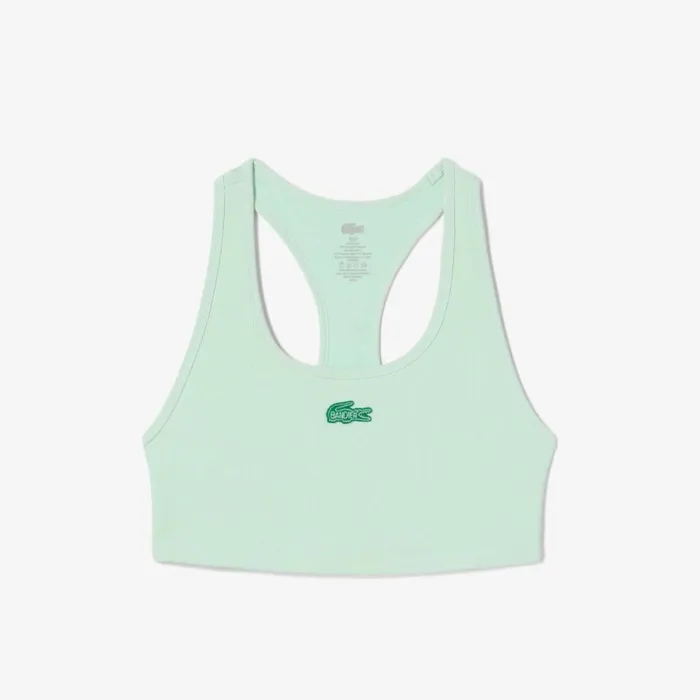 TShirts and Tops Women Lacoste Women039s Lacoste X Bandier Ribbed Sports Bra Green 6un