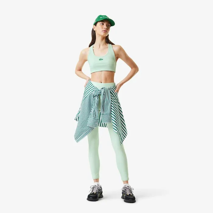 TShirts and Tops Women Lacoste Women039s Lacoste X Bandier Ribbed Sports Bra Green 6un