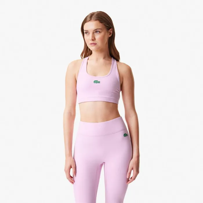 TShirts and Tops Women Lacoste Women039s Lacoste X Bandier Ribbed Sports Bra Pink Wwe