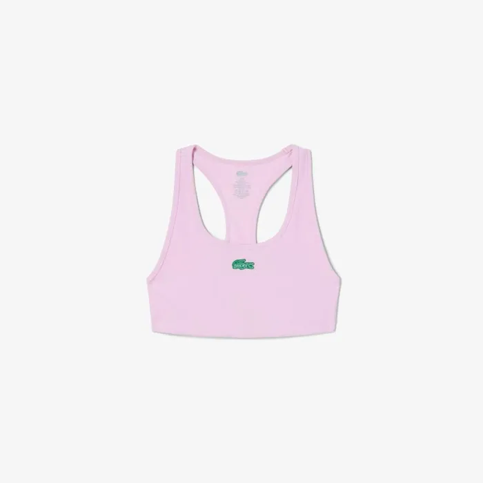 TShirts and Tops Women Lacoste Women039s Lacoste X Bandier Ribbed Sports Bra Pink Wwe