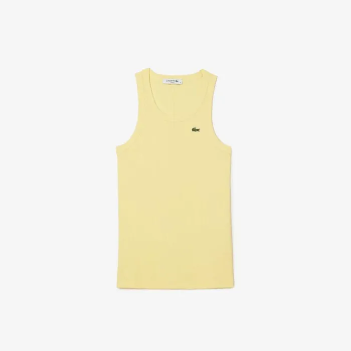 TShirts and Tops Women Lacoste Womens Slim Fit Organic Cotton Tank Pastel Yellow 107