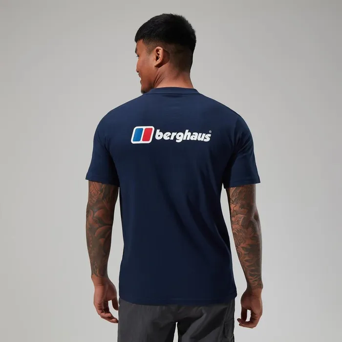 TShirts Men Berghaus Organic Front and Back Logo Tee Dark Blue