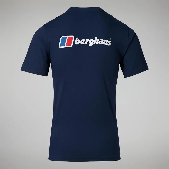 TShirts Men Berghaus Organic Front and Back Logo Tee Dark Blue