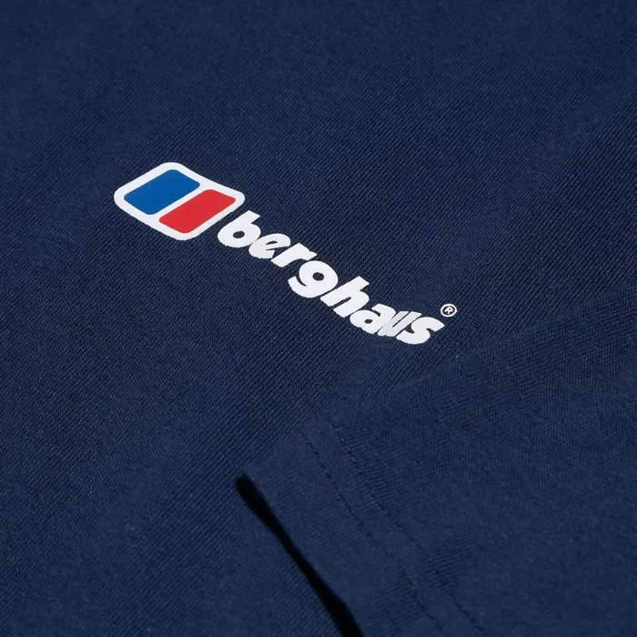 TShirts Men Berghaus Organic Front and Back Logo Tee Dark Blue