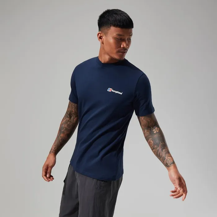 TShirts Men Berghaus Organic Front and Back Logo Tee Dark Blue