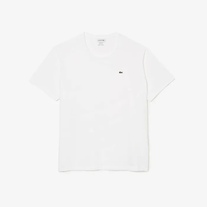 TShirts Men Lacoste Men039s Big Fit Crew Neck Cotton Jersey TShirt White 001