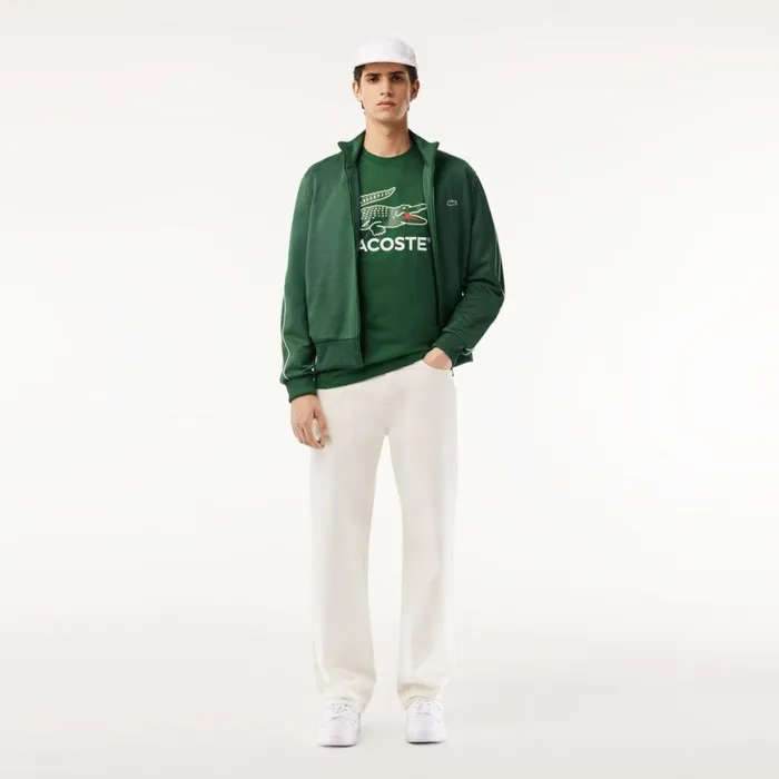 TShirts Men Lacoste Men039s Cotton Jersey Signature Print TShirt Pine Green 132