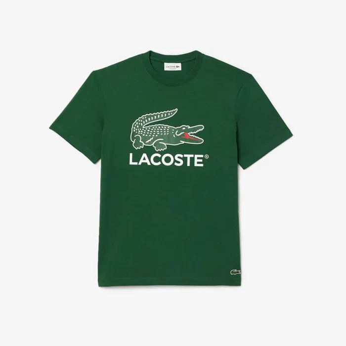 TShirts Men Lacoste Men039s Cotton Jersey Signature Print TShirt Pine Green 132