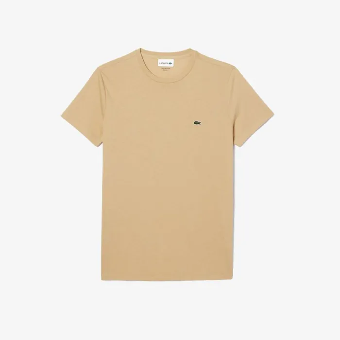 TShirts Men Lacoste Men039s Crew Neck Pima Cotton Jersey TShirt Beige Ixq
