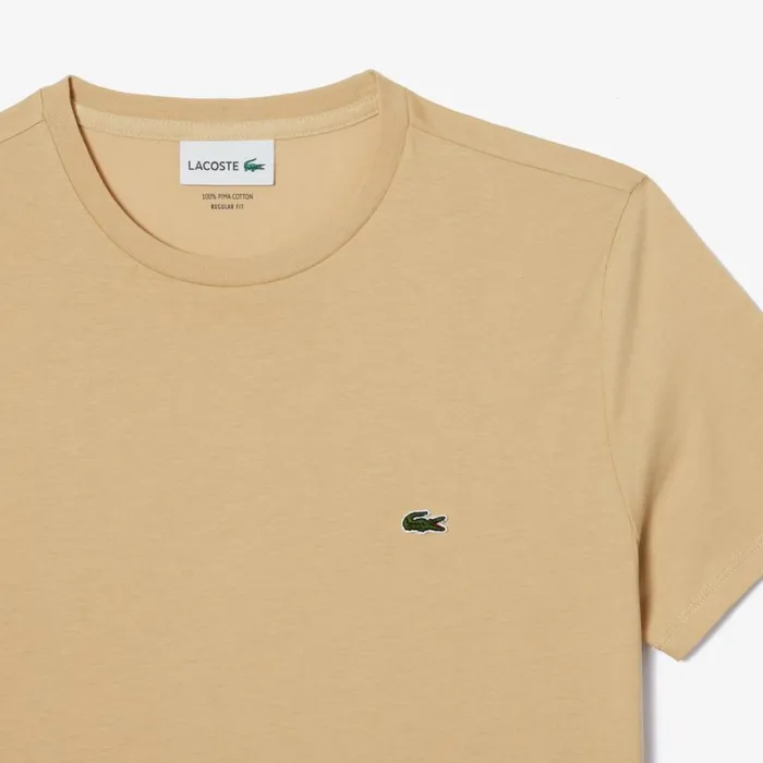 TShirts Men Lacoste Men039s Crew Neck Pima Cotton Jersey TShirt Beige Ixq