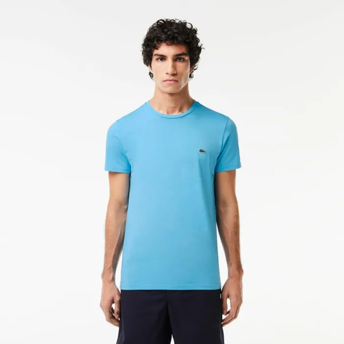 TShirts Men Lacoste Men039s Crew Neck Pima Cotton Jersey TShirt Bonnie Blue Iy3