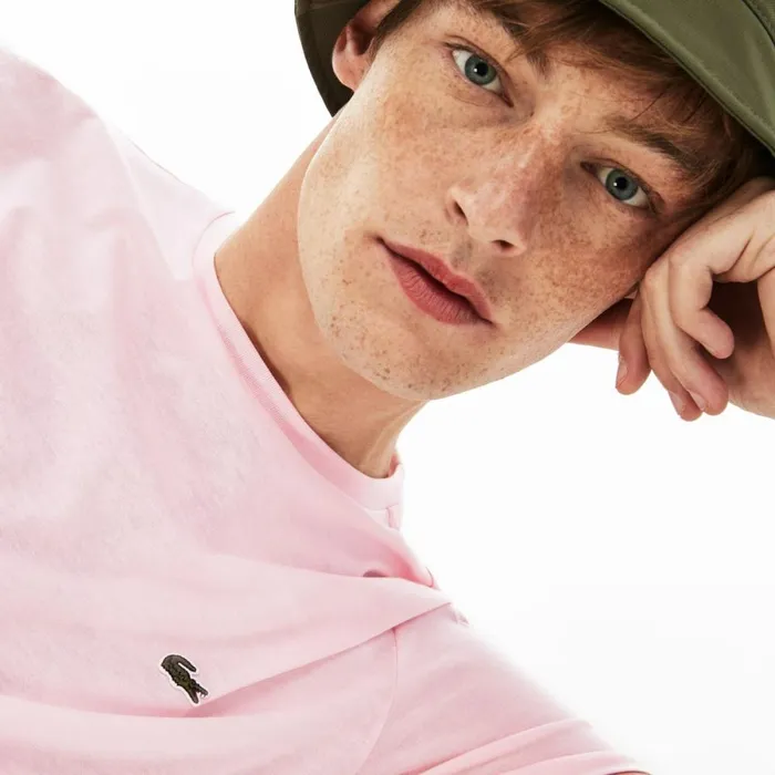 TShirts Men Lacoste Men039s Crew Neck Pima Cotton Jersey TShirt Light Pink T03