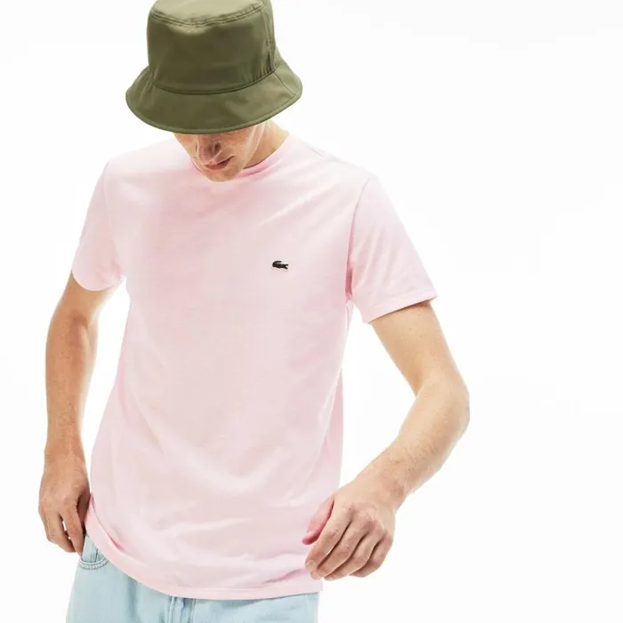 TShirts Men Lacoste Men039s Crew Neck Pima Cotton Jersey TShirt Light Pink T03