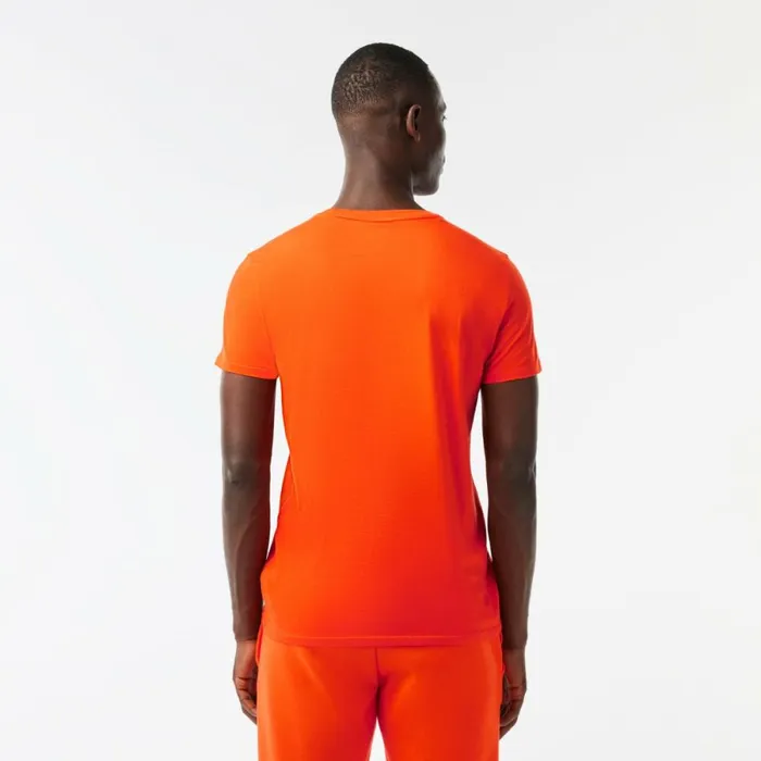 TShirts Men Lacoste Men039s Crew Neck Pima Cotton Jersey TShirt Sunrise Orange Sji