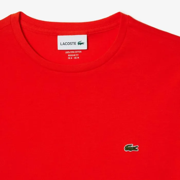 TShirts Men Lacoste Men039s Crew Neck Pima Cotton Jersey TShirt Sunrise Orange Sji