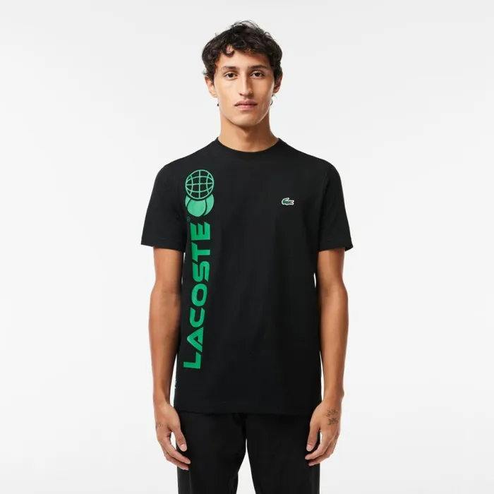 TShirts Men Lacoste Men039s Lacoste Tennis X Daniil Medvedev Regular Fit TShirt Black 031
