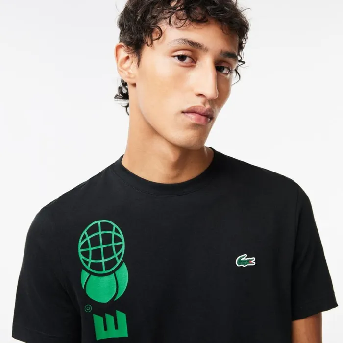 TShirts Men Lacoste Men039s Lacoste Tennis X Daniil Medvedev Regular Fit TShirt Black 031
