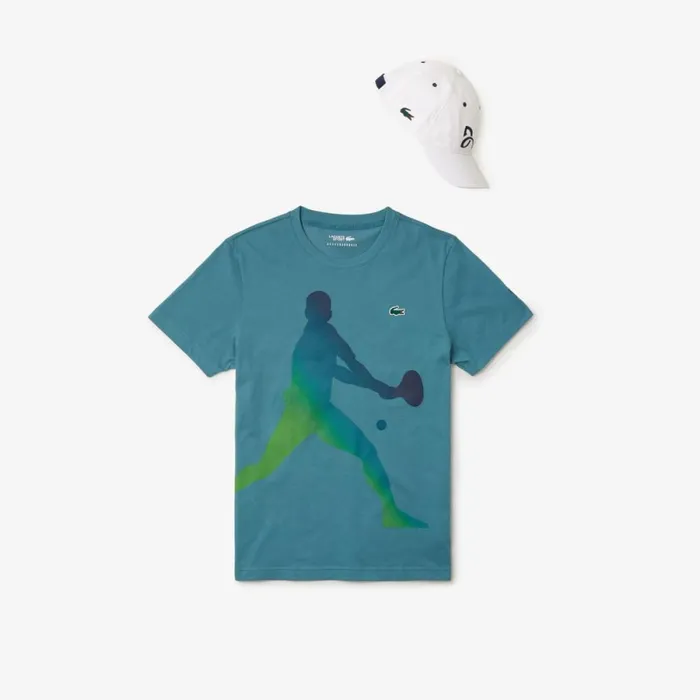 TShirts Men Lacoste Men039s Lacoste Tennis X Novak Djokovic TShirt and Cap Set Hydro Blue Iy4