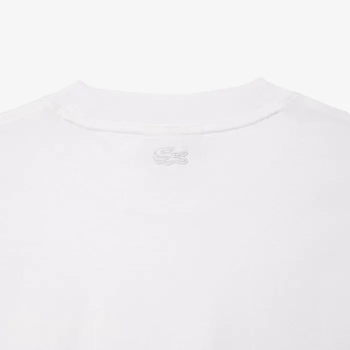 TShirts Men Lacoste Men039s Loose Fit Heavy Cotton Embroidered TShirt White 001