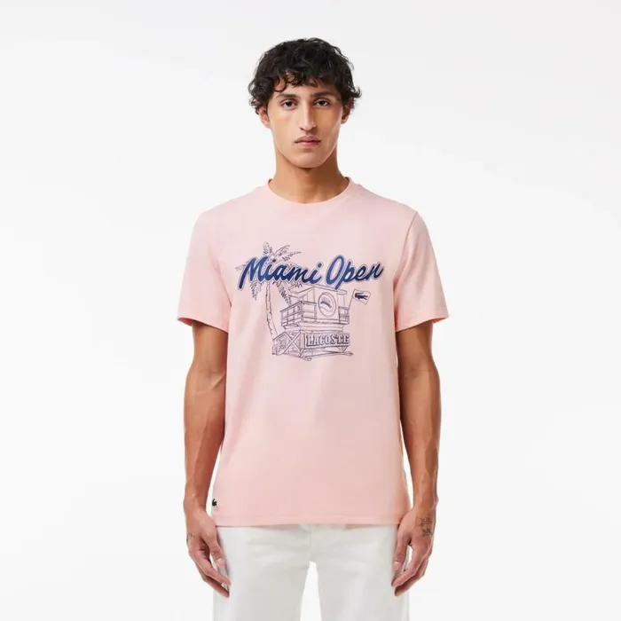 TShirts Men Lacoste Men039s Miami Open Edition UltraDry Tennis TShirt Waterlily Pink Kf9