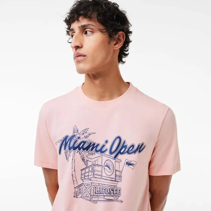 TShirts Men Lacoste Men039s Miami Open Edition UltraDry Tennis TShirt Waterlily Pink Kf9