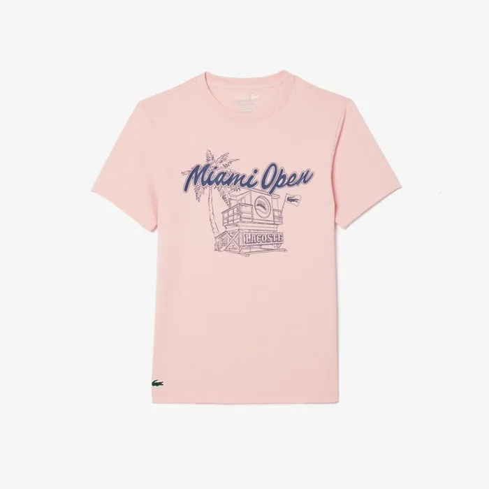 TShirts Men Lacoste Men039s Miami Open Edition UltraDry Tennis TShirt Waterlily Pink Kf9