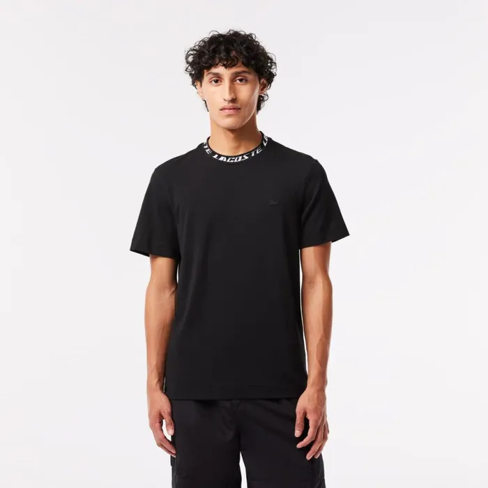 TShirts Men Lacoste Men039s Regular Fit Branded Collar TShirt Black 031