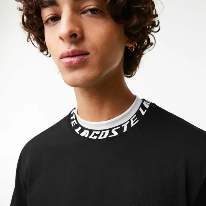 TShirts Men Lacoste Men039s Regular Fit Branded Collar TShirt Black 031