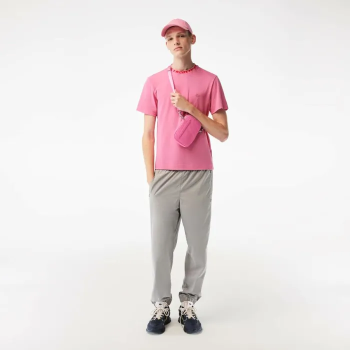 TShirts Men Lacoste Men039s Regular Fit Branded Collar TShirt Bubblegum Pink 2r3
